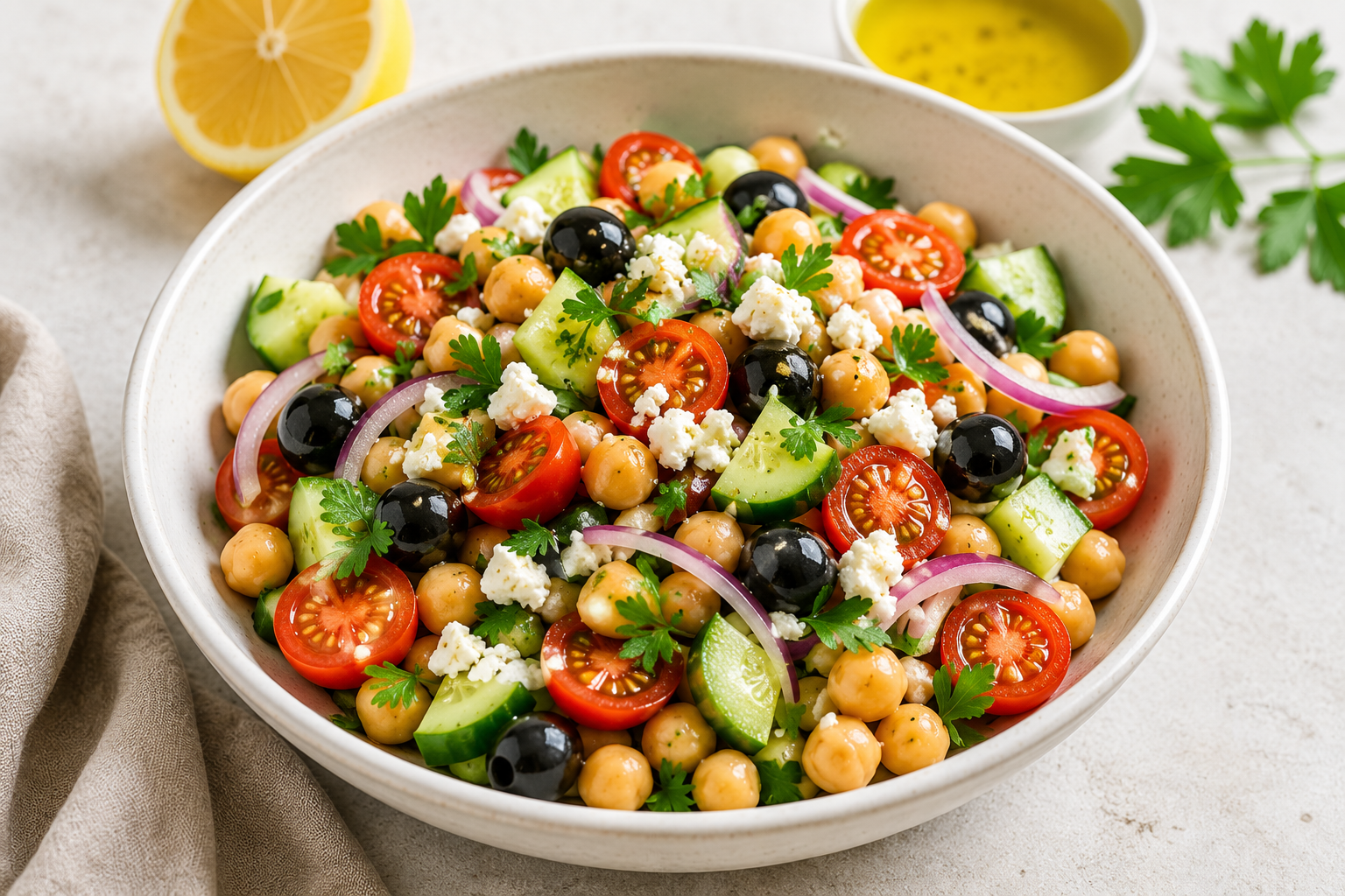 Ensalada mediterránea con garbanzos