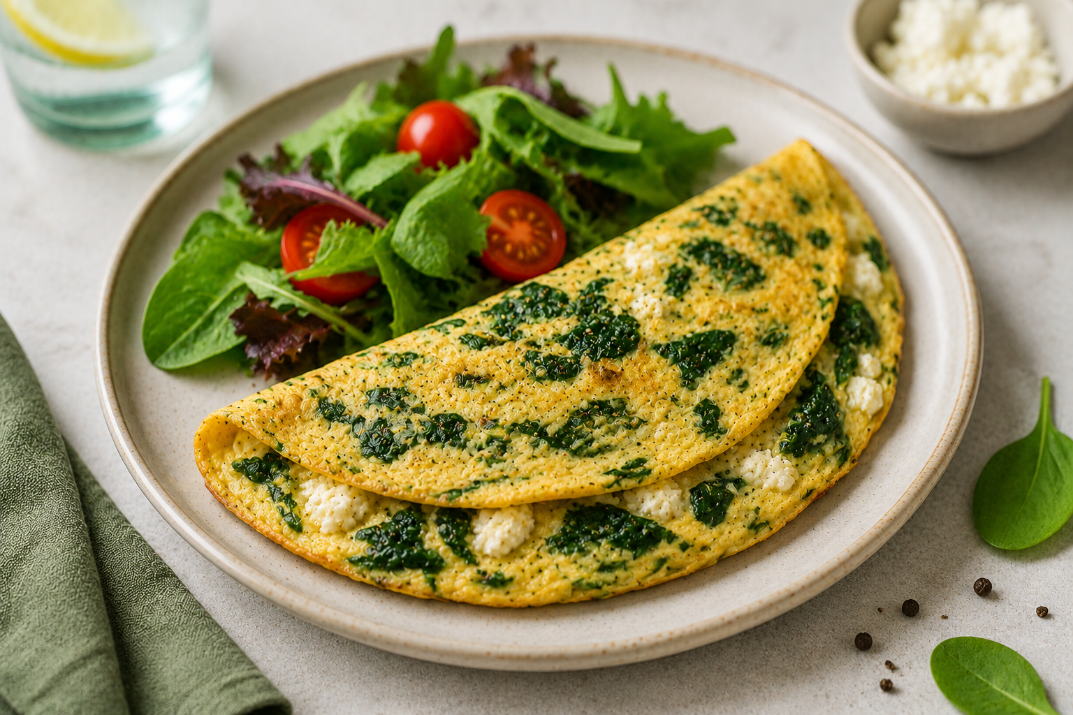 Tortilla de espinacas y queso fresco